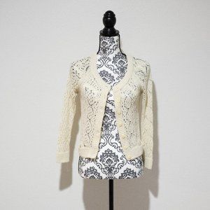 Mango crochet cardigan in off-white